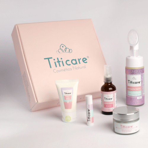 Kit de Día de Titicare con Crema Facial de Día, Tónico Facial de Rosas, Bálsamo Labial, Espumita Facial Limpiadora y Bloqueador Solar.