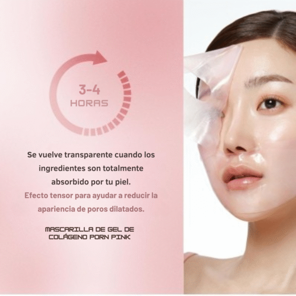 Modelo relajándose con la mascarilla PDRN Medicube de hidrogel aplicada.